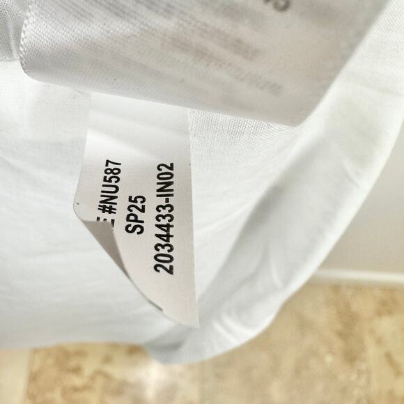 Madewell Embroidered Deep V Neck Midi Dress Bandana Boho White Navy Large NWT - Picture 16 of 16